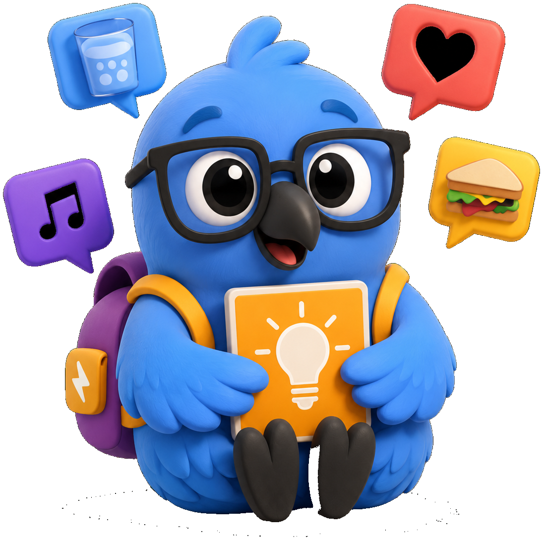 Mascote arara-azul do Mabuu